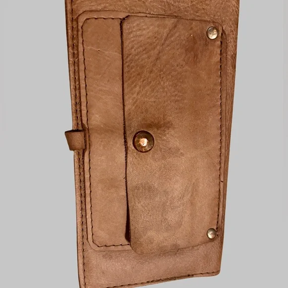 Handmade Taupe Leather Wallet with Fern Leaf Print - Picture 7 of 7